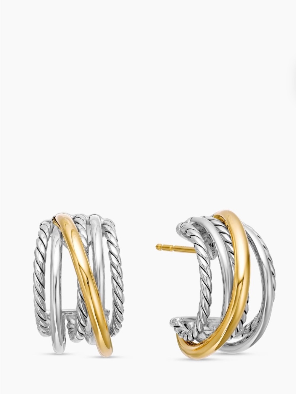 Authentic David Yurman Crossover Two Tone Shrimp earrings,EUC